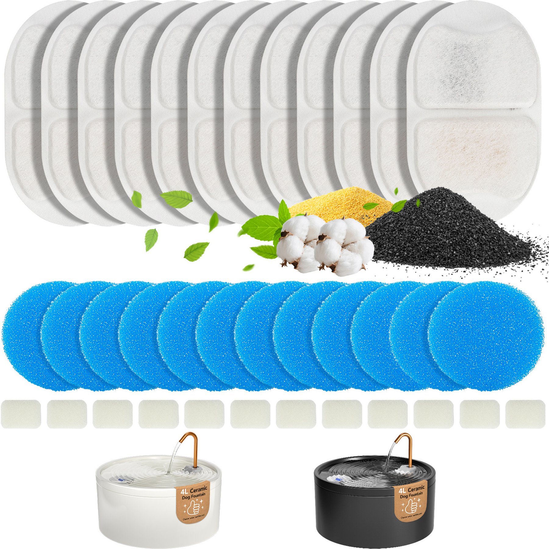 EOX Ceramic Dog & Cat Water Fountain Replacement Filters, 4-L, 12 count