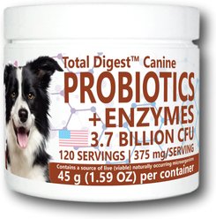Equa Holistics Total Digest Canine Probiotics & Enzymes Dog Supplement, 1.59-oz tub