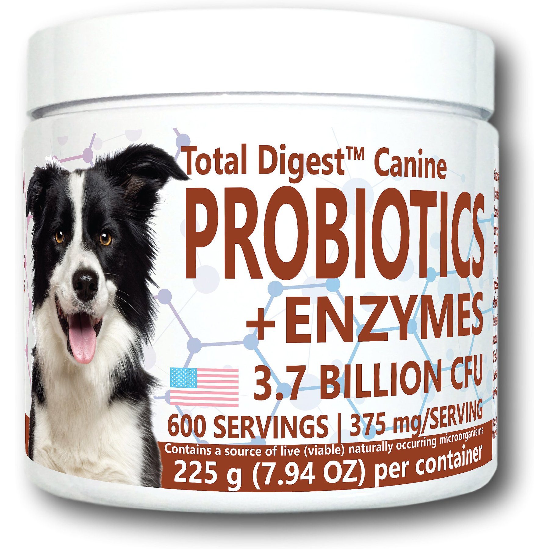 Equa Holistics Total Digest Canine Probiotics & Enzymes Dog Supplement, 7.94-oz tub