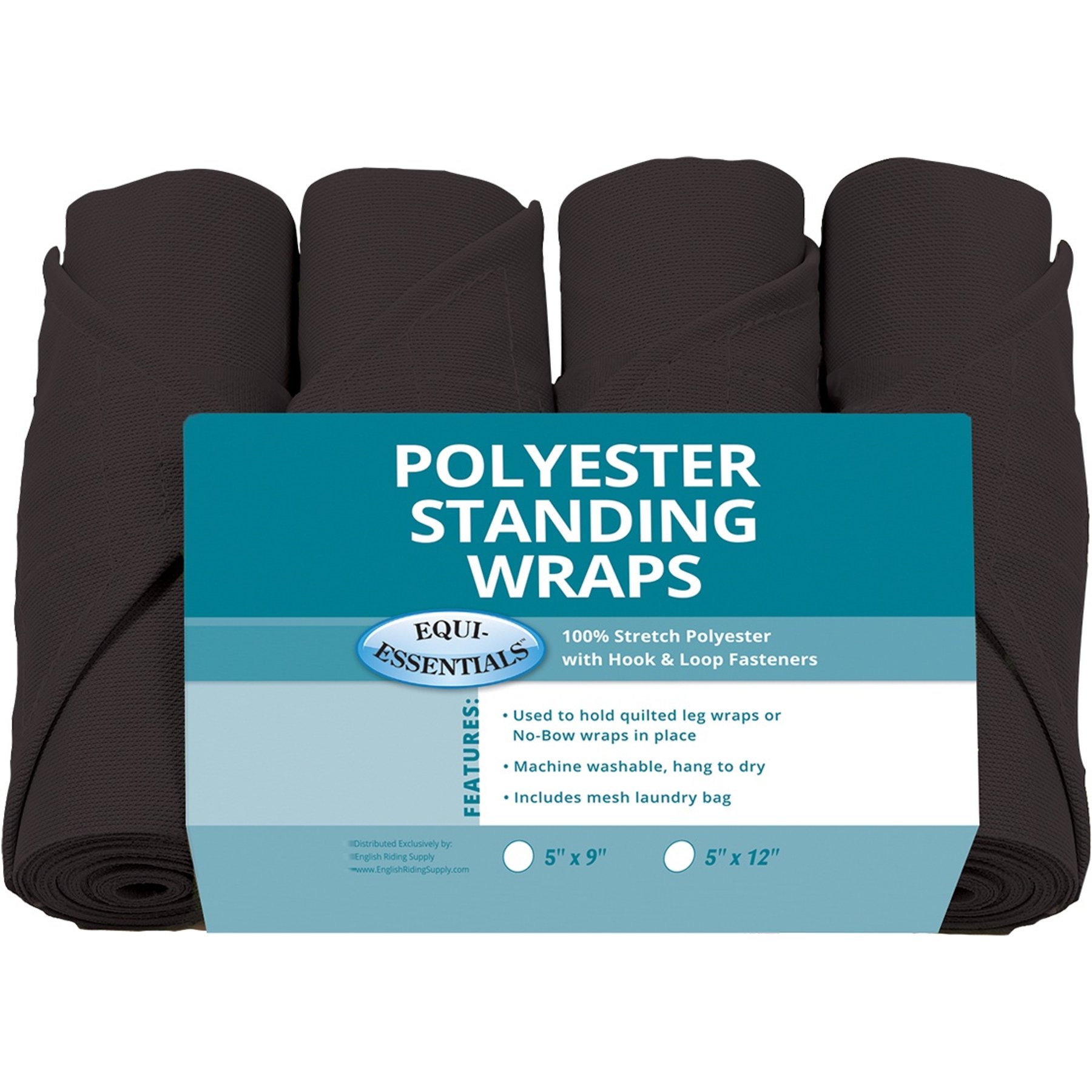 Equi-Essentials Poly Standing Horse Leg Wraps, Black, 5-in x 5-ft