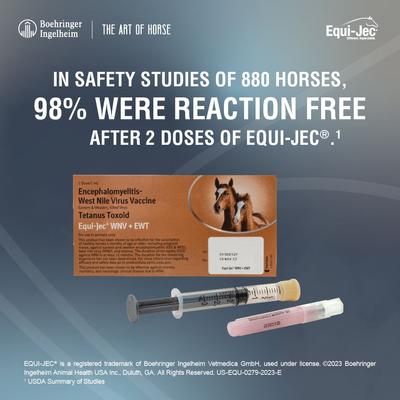 Show full view: EQUI JEC WNV + EWT Vaccine for Horses, 1mL Syringe slide 6 of 8
