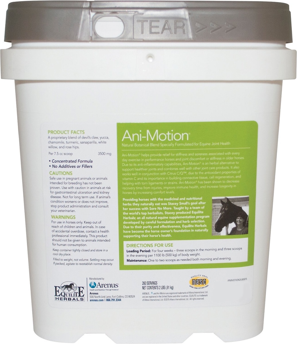EQUILITE HERBALS Ani-Motion Joint Support Powder Horse Supplement, 2-lb ...