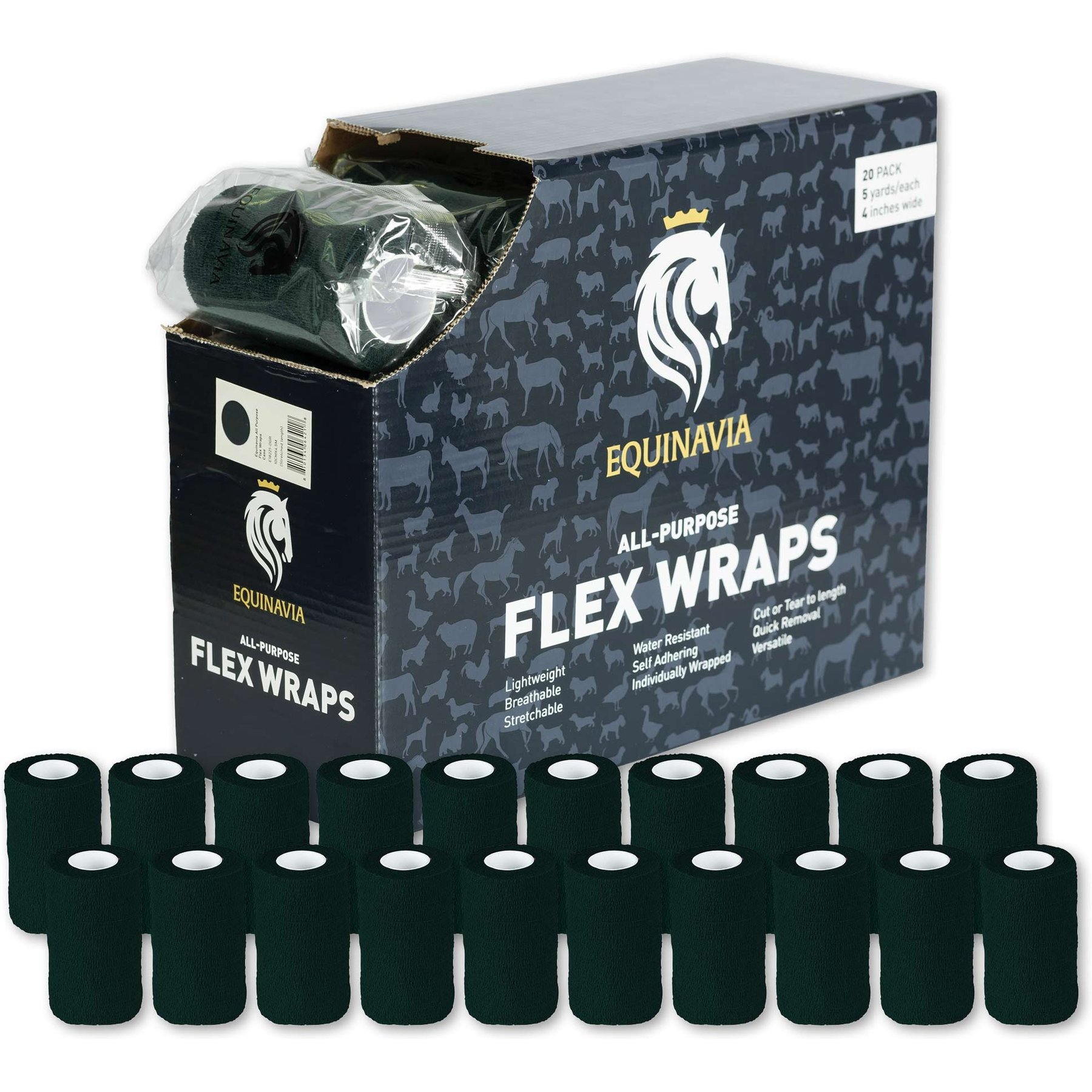 Equinavia All Purpose Flex Wraps, 20-ft x 5-yd, 20 count, Dark Green