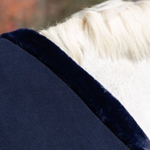 Equinavia Koselig Fleece Horse Cooler, Navy/Brown, 82-in
