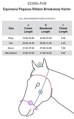 Show full view: Equinavia Pegasus Ribbon Horse Breakaway Halter, Pink/Blue Preppy Stripe, Warmblood slide 2 of 2