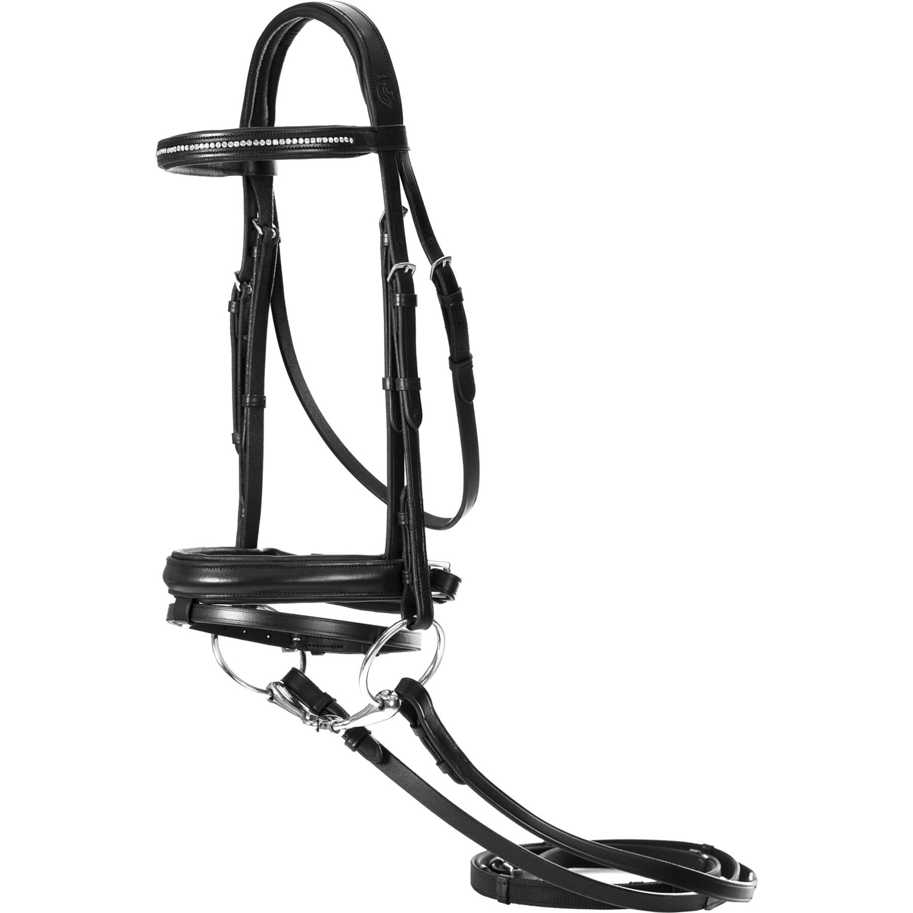 Equinavia Saga Dressage Crank Noseband Horse Bridle & Reins, Black, Horse