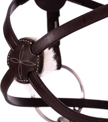 Show full view: Equinavia Saga Fancy Stitched Figure 8 Horse Bridle & Reins, Chocolate Brown, Horse slide 6 of 9