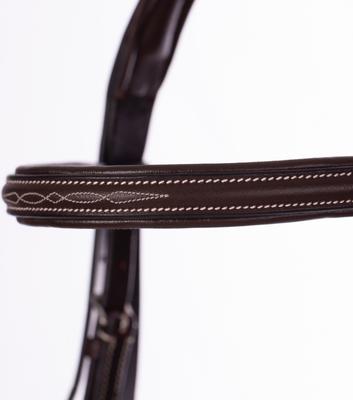 Show full view: Equinavia Saga Fancy Stitched Hunter Horse Bridle & Reins, Chocolate Brown, Cob slide 7 of 9