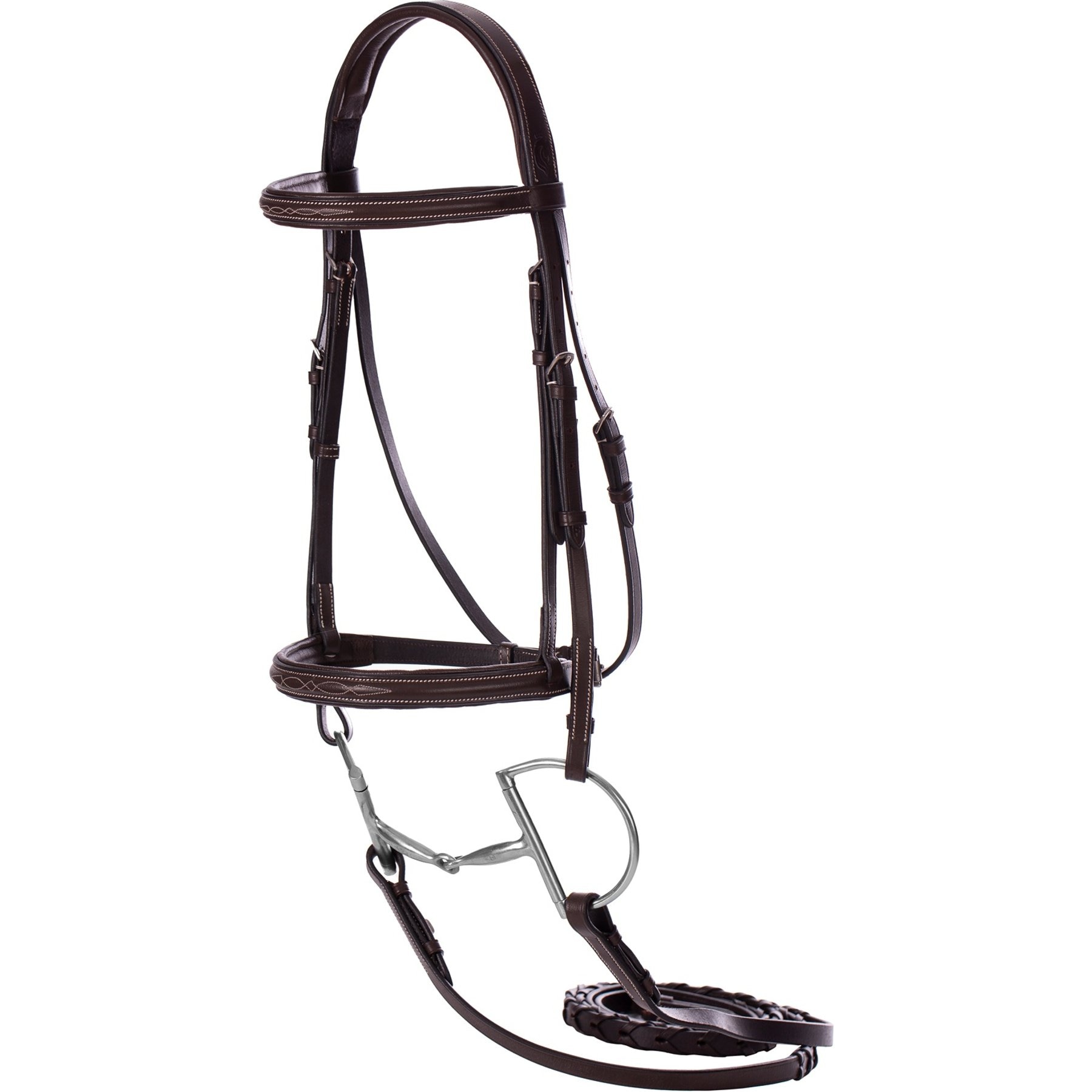 Equinavia Saga Fancy Stitched Hunter Horse Bridle & Reins, Chocolate Brown, Horse
