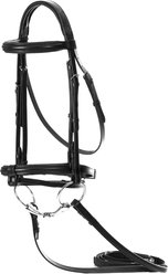 Equinavia Saga Padded Dressage Horse Bridle & Reins, Black, Horse