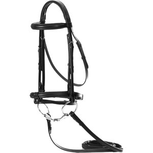 Equinavia Saga Padded Dressage Horse Bridle & Reins, Black, Horse