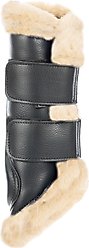 Equinavia Vali Ultra Fleece Brushing Horse Boots, 2 count, Black/Natural, X-Large