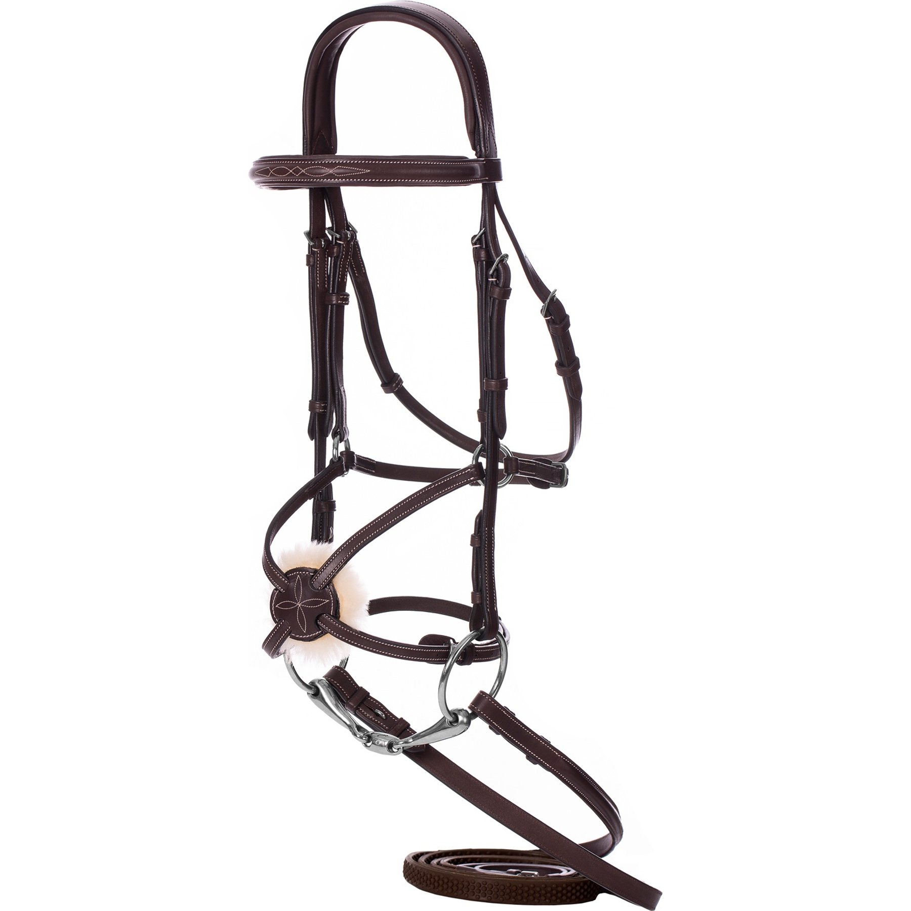 Equinavia Valkyrie Fancy Stitched Figure 8 Horse Bridle & Reins, Chocolate Brown, Warmblood