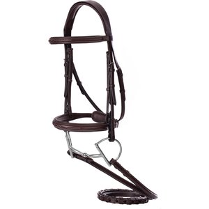 Equinavia Valkyrie Fancy Stitched Hunter Horse Bridle & Reins, Chocolate Brown, Horse