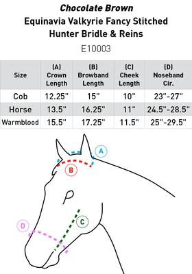 Show full view: Equinavia Valkyrie Fancy Stitched Hunter Horse Bridle & Reins, Chocolate Brown, Horse slide 3 of 9