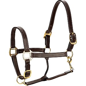 Equinavia Valkyrie Triple Stitched Leather Horse Halter, Chocolate Brown, Cob