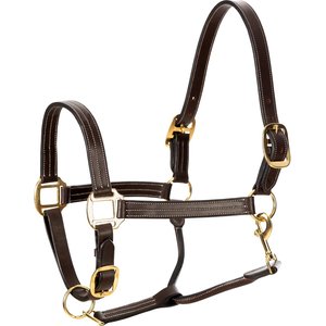 Equinavia Valkyrie Triple Stitched Leather Horse Halter, Chocolate Brown, Horse