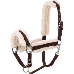 Equinavia Valkyrie Ultra Fleece Horse Breakaway Halter, Brown/Ivory White, Warmblood