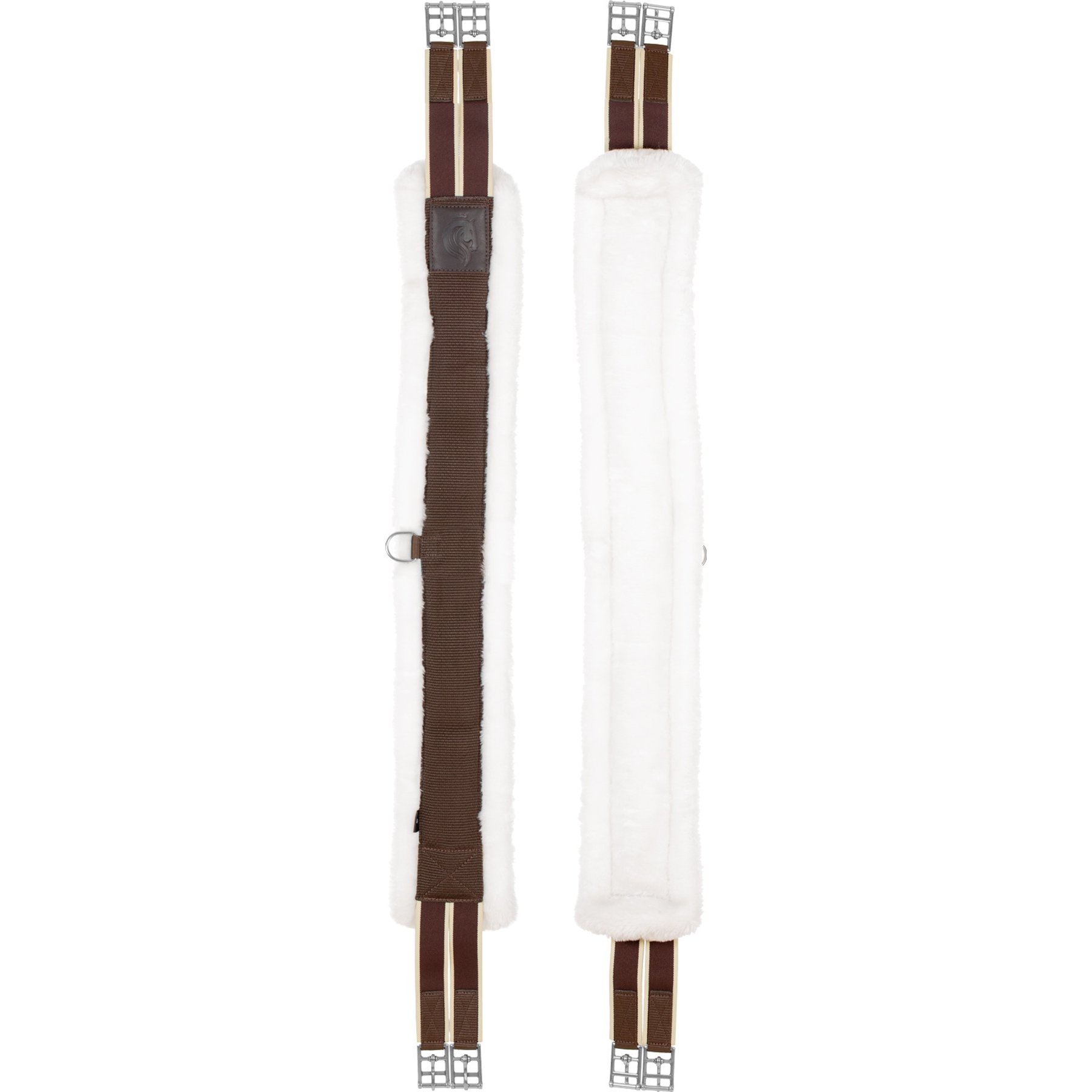 Equinavia Valkyrie Ultra Fleece Girth, Ivory White/Brown, 42-in