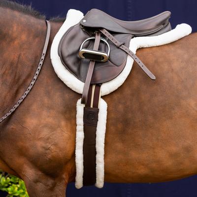 Show full view: Equinavia Valkyrie Ultra Fleece Girth, Ivory White/Brown, 56-in slide 2 of 2