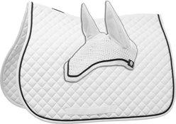 Equinavia Voss All Purpose Saddle Pad & Bonnet Set, White/Black, Horse