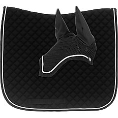 Equinavia Voss Dressage Saddle Pad & Bonnet Set, Black/White, Horse