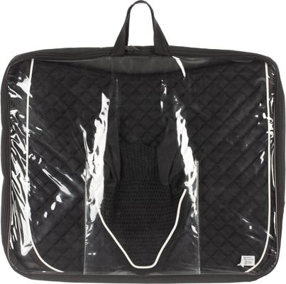Show full view: Equinavia Voss Dressage Saddle Pad & Bonnet Set, Black/White, Horse slide 2 of 6