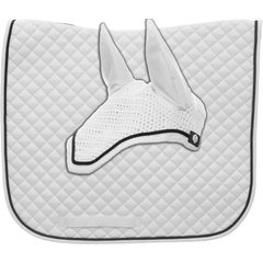 Equinavia Voss Dressage Saddle Pad & Bonnet Set, White/Black, Horse