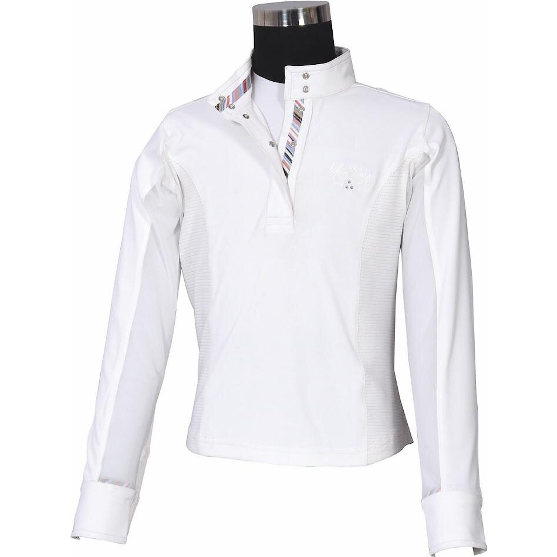 Equine Couture Children's Cara Long Sleeve Show Shirt, White, X-Large