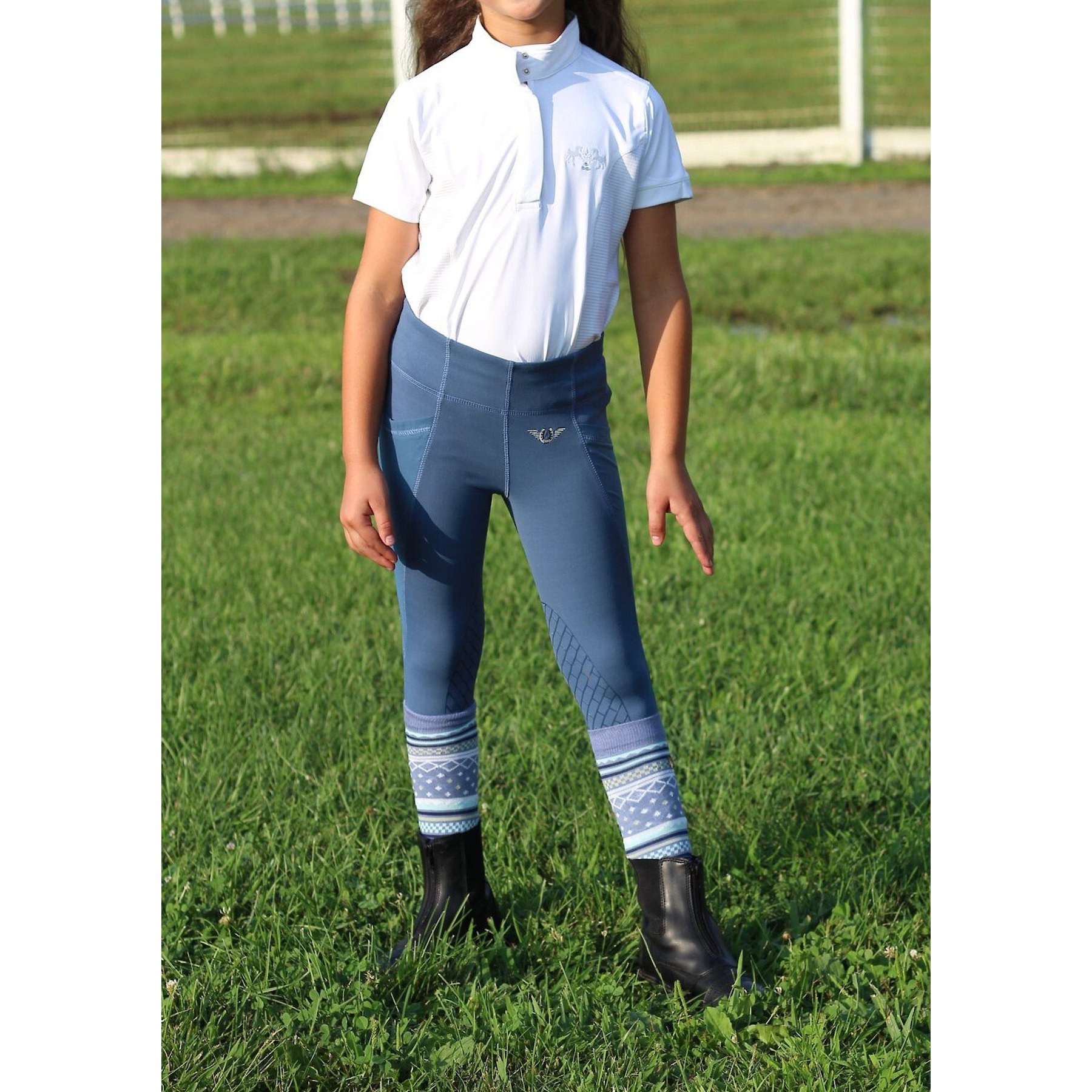 Equine Couture Children's Cara Short Sleeve Show Shirt, White, Large