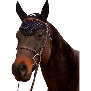 Equine Couture Horse Fly Bonnet, Black, Cob