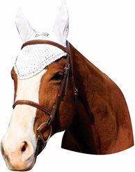 Equine Couture Horse Fly Bonnet with Crystals, White, Cob