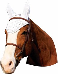 Equine Couture Horse Fly Bonnet with Crystals, White, Full