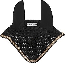 Equine Couture Horse Fly Bonnet with Gold Chain, Black, Full