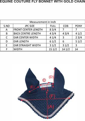 Show full view: Equine Couture Horse Fly Bonnet with Gold Chain, Black, Full slide 2 of 3