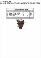 Equine Couture Horse Fly Bonnet with Silver Rope, Black, Full slide 2 of 2