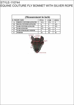 Show full view: Equine Couture Horse Fly Bonnet with Silver Rope, White, Cob slide 2 of 2