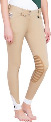 Show full view: Equine Couture Ladies Fiona Silicone Knee Patch Breeches, Safari, 28 slide 4 of 5