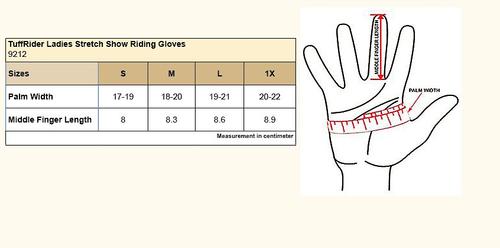 Show full view: Equine Couture Ladies Stretch Show Riding Gloves, Black, X-Large slide 2 of 3