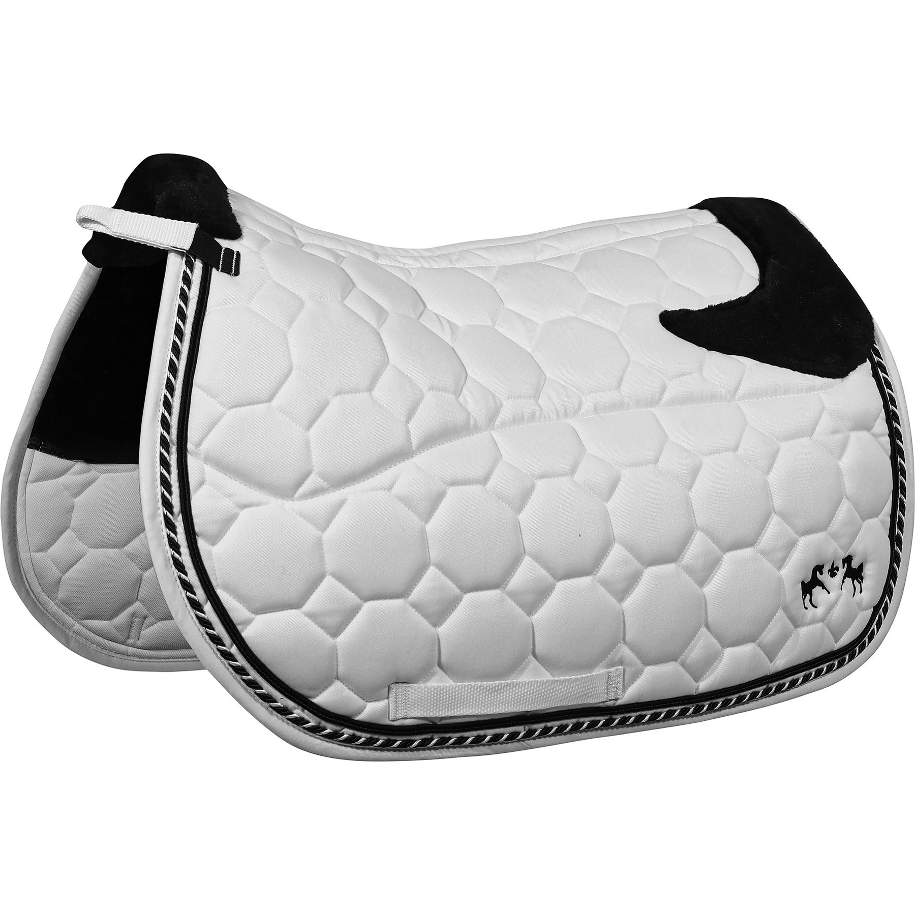 Equine Couture Luxe Horse Saddle Pad with White Sherpa Fleece Lining, White
