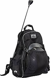 Equine Couture Pro Horse Backpack, Black with Silver Piping