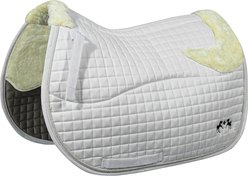 Equine Couture Regal Horse Saddle Pad with White Sherpa Fleece & CoolMax lining, White