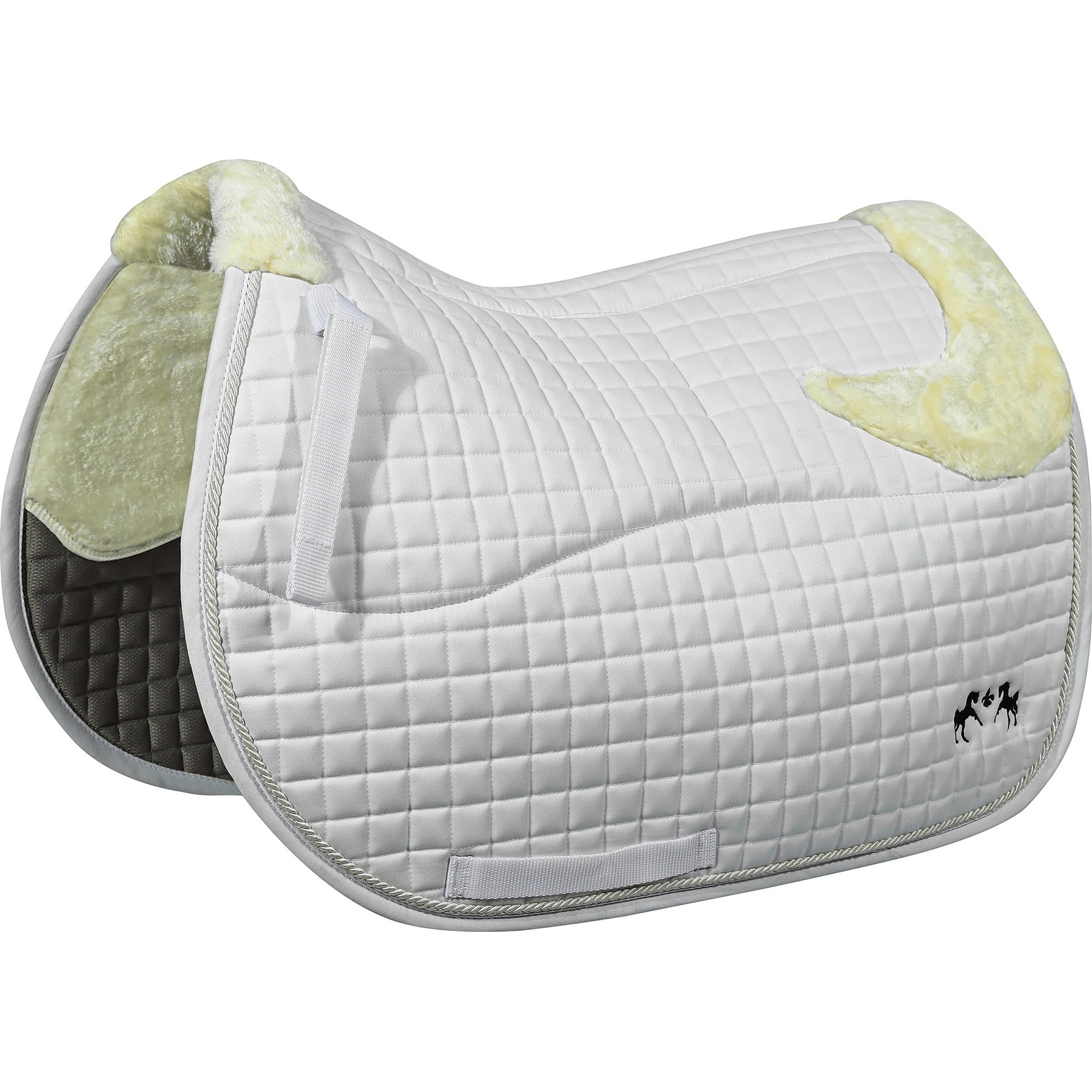 Equine Couture Regal Horse Saddle Pad with White Sherpa Fleece & CoolMax lining, White