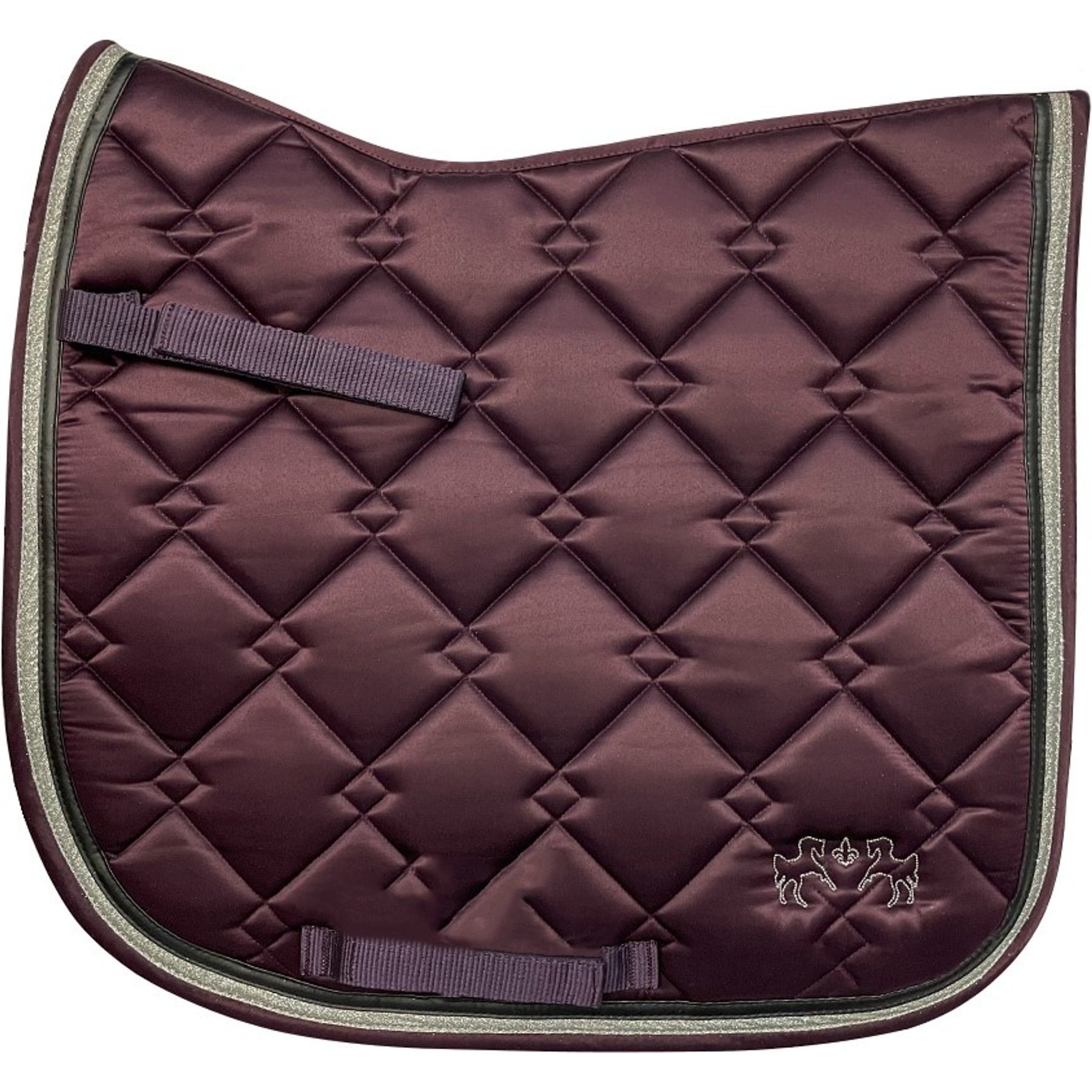 Equine Couture Satin Pony Dressage Horse Saddle Pad, Plum/Mauve/Silver