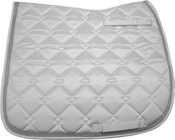 Equine Couture Satin Pony Dressage Horse Saddle Pad, White/Silver
