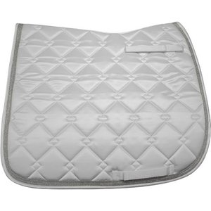 Equine Couture Satin Pony Dressage Horse Saddle Pad, White/Silver