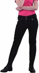 Equine Couture Sport Natasha Breeches, Black/Light Tan Stitching, 24