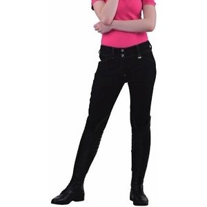Equine Couture Sport Natasha Breeches, Black/Light Tan Stitching, 32