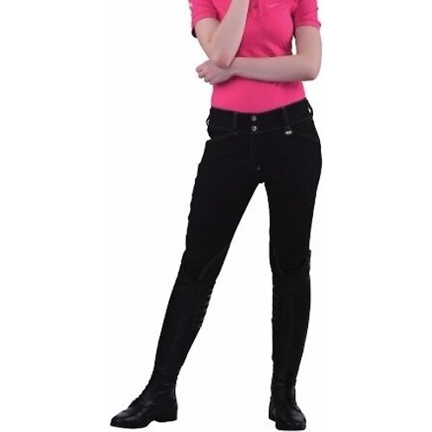 Equine Couture Sport Natasha Breeches, Black/Light Tan Stitching, 34