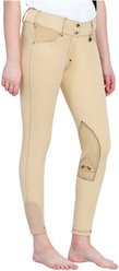Equine Couture Sport Natasha Breeches, Light Tan/Black Stitching, 24